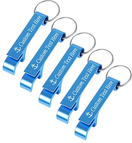 5PCS Personalised Bottle Opener Keychain Bulk Custom Beer Bottle Opener with Logo Text Engraved Wedding Bottle Opener Favors Customised Gifts for Guests Baby Shower Birthday Party-Sky Blue