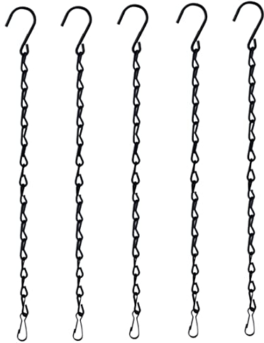 Paquete de 5 cadenas colgantes para casas de pájaros, jardineras, farolillos y decoraciones (24 cm, negro)