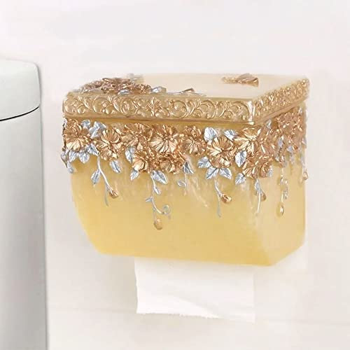 Porte-papier toilette de luxe style européen - Boîte de rangement murale pour rouleaux de papier toilette (bonheur)