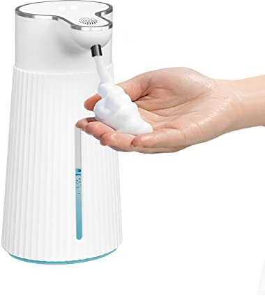 Dispensador de jabón automático, fijación a la pared, 400 ml, USB, recargable, dispensador de jabón eléctrico con sensor IPX6, resistente al agua, dispensador de jabón para baño, inodoro, cocina
