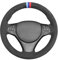 MEWANT Alcantara Handgenähte Lenkradhülle für 1er E87 / E81 / E88 / M E82 / 3er E90 / E91 (Touring) / E92 Coupe / E93 / X1 E84 / M3 E 90 /, Stil 06: Dunkelgraues Alcantara + 3M-Marker + 3M-Faden