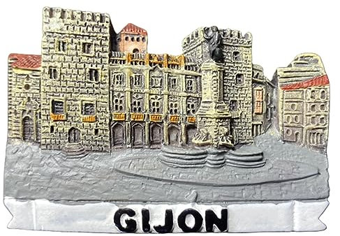 Gijon España - Imán para nevera, recuerdo de viaje, 3D, decoración magnética para nevera, colección artesanal