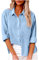 Womens Long Sleeve Shirt Tops Casual Button Down Cotton Linen Shirts Summer Blouses V Neck Roll Up Collared Loose Oversized Tees Dressy Blouse Office Work Ladies Tops Plus Size 8-22