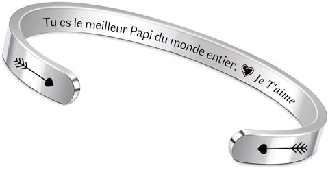 FCZIVA Bracelets Manchette Grand-père Cadeaux de Noël Apprécier Réglables Citations Gravé Hommes Bijoux d'anniversaire Fête des Pères Journée Papi Personnalisée Accompagner Souvenir Génial