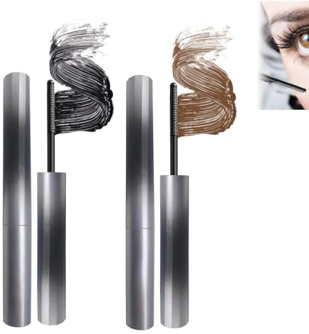 Mascara, Curling Iron Mascara, 3D Curling Wimperneisen-Mascara, Langanhaltend Wasserfeste Metal Mascara, Lockige und Dicke Wimpern (Schwarz + Braun)