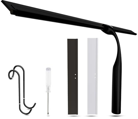 Wunset 40 CM Raclette Douche, Grande Raclette Noire - Set 6 Pièces avec 2 Lèvres en Silicone De Rechange, Nettoyeur pour Douche, Salle De Bain, Carreaux, Miroirs, Fenêtres (40 CM, Noir)