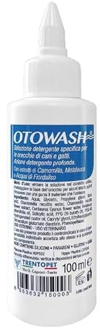 TRENTOPET OTOWASH Detergente Orecchie Cani e Gatti | Gocce Auricolari Anti-Cerume, Lenitive e Igienizzanti | Formula Naturale Tripla Azione con Camomilla, Tea Tree Oil | Uso Quotidiano 100 ml