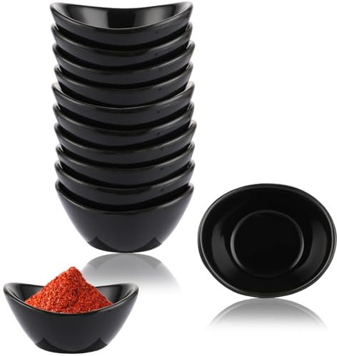 GBACHOOSE Lot de 12 Petit Bol à Sauce Noir, 1,5 oz Mini Bol Sauce, Bols à Sauce en Céramique, Mini Bol à Tapas, Bols à Tapas et Sauces, Bols à Sauce Soja pour Trempettes, Confitures, Ketchup, Apéritif
