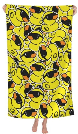 VOOHDDY Strandtuch mit coolem Entenmotiv, weich, saugfähig, Mikrofaser, schnell trocknend, große Badetücher für Badezimmer, Damen, Herren, Jungen, Mädchen, Pool, Camping, Reisen, Schwimmen, Picknick,