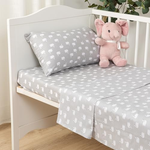 TRAMAS+ Juego Sábanas Cuna 60x120 100% algodón, Juego de sábanas para Bebe, Ropa de Cuna, Sábana Bajera, encimera y Funda de Almohada