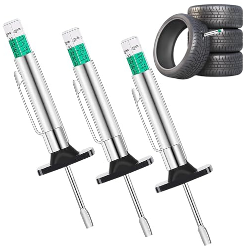 3 Pcs Tyre Tread Depth Gauge UK, Color Coded Smart Precise Measurement Tool for Cars, Trucks, Motorcycles - Range 0-25mm