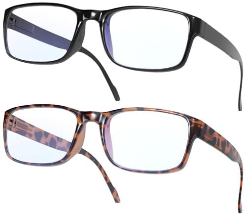 Gaoye 2er-Pack Lesebrillen +2.5 – Blaulichtfilter, UV-Schutz – Lesebrillen mit rechteckigen Fassungen