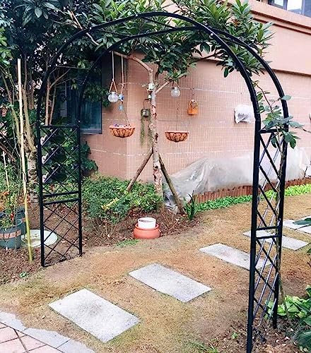 Gartenlaube, Bogen, Metall, Eisen, Spalier, Kletterrose, Torbogen, Gartendekoration für den Außenbereich, Pergola, rostfrei (Farbe: Schwarz, Größe: 102 B x 98 H)