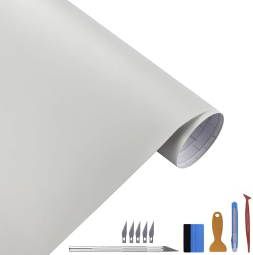 NewL Selbstkl. Weiß Matt Autofolie blasenfrei Luftkanälen 30x300cm | Weiches mattes Metall-Finish, Montagewerkzeug inkl., Luftkanäle, für Autos, Motorräder, Möbeldekoration