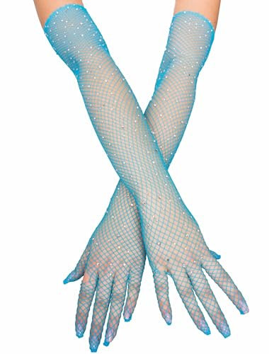 Deiters Netzhandschuhe mit Strasssteinen blau one size