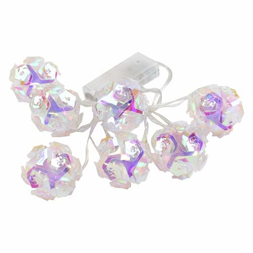 Nipach GmbH Deko-Lichterkette Blütenzauber 10 LED warmweiß Batterie Timer Leucht-Deko Xmas-Deko Weihnachts-Deko Weihnachtsbeleuchtung Hochzeits-Deko