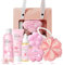 LAIKOU Coffret Cadeau Soins du Corps, 6 Pièces Coffret de Bain et de Soin, Coffret Cadeau Femme Soin Beauté SPA, Gel Douche Lotion Corps Huile Corporelle Boules de Bain Savon Sakura Fleur de Douche