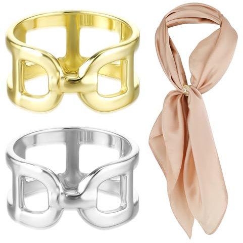 Ouligay 2 Stück Tuch Ringe Damen Schalringe Tuchring Einfach Schal Ringe Clip Doppel-D-Form Schal Ring Schnalle Scarf Ring Clip Schal Verschluss Wrap Halter für Schal Halstuch Kleidu