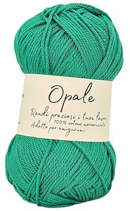 Cotone Opale per uncinetto mercerizzato, amigurumi, copertine, hobby creativi, lavoro a maglia, gomitolo da 50gr 125 metri uncinetto 2.5mm (Verde bandiera 2170)