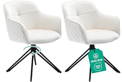 Linele® Esszimmerstühle 2er Set Beige mit FEDERKERN - Drehbar & Samtbezug - Hoher Sitzkomfort - Retrostil & einfache Montage - PVC-frei & Oeko-TEX Zertifiziert, inkl. Lieferung an den Wunschort