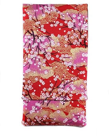 Housse de Protection pour Téléphone Portable, Étui en Tissu Fait Main, Fermeture Élastique, Design Moderne tissu japonais cerisiers rouge