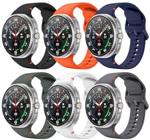 Astorgos Pack de 6 Correas Deportivas Compatible con Samsung Galaxy Watch 8 40mm 44mm/Galaxy Watch 8 Classic 46mm, Pulsera de Silicona Suave para Hombre Mujer, M/L, Multicolor A