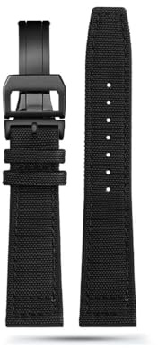 NLNKDTDPAK 20mm 21mm 22mm Nylon Canvas Stoff Uhrenarmband passend for IWC Pilot Spitfire Timezone Top Gun Strap Faltschließe Gürtel Armbanduhr Armband(Black bk K01,20mm)