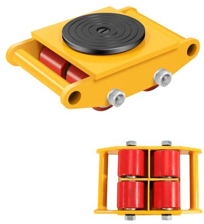 6T Industrial Machinery Mover, Maschinen-Schlittschuh Heavy Duty Skate Dolly 4 Rollen Dolly Skate mit 360° drehbarer Kappe Maschinen-Mover Dolly, Schwerlastrollen Möbeltransporthilfe (Gelb)