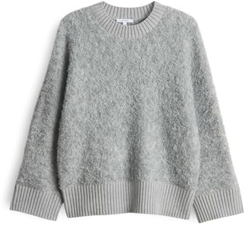 OPUS Damen Pullover | PENNAN Regular Strickpullover in Bouclé Optik Hazy Fog Melange, 38
