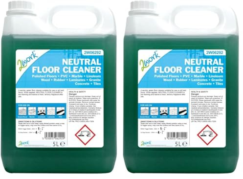 2Work Neutral Floor Cleaner Lemon Fragrance 5 Litre Bulk Bottle 2W06292 (Pack of 2)