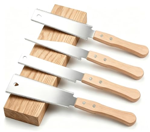4 PCS Japanese Pull Saw for Woodworking, Double Edge and Flush Cut Hand Saws, Fine Tooth Woodworking Tools for DIY, Furniture Making and Carpentry Projects, Complete Small Hand Saw Kit