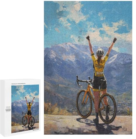 Cyclist Celebrating Victory Landscape Puzzle 1000 Teile Schwer Puzzle Spielzeug Lernspiel Impossible Herausforderungsspielzeug Für Erwachsene Kinder 1000 PCS