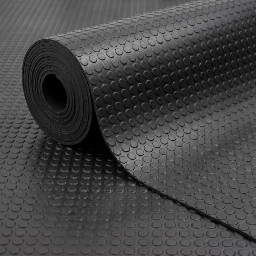 GCM- Rubber Matting Roll | Thick Heavy Duty Flooring Mat, Indoor & Outdoor, Non-Slip, Waterproof & Easy to Cut | Ideal for Garage, Vans, Gym, Shed Floor (Coin, 0.5m x 1.5m)