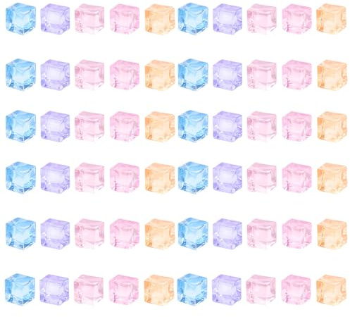 60 Pcs Stress Relief Squishy Cubes, Mini Ice Cube Squishy, Anxiety Alleviating & Calming Fidget Cubes, Ideal for Party Bag Fillers, Classroom Rewards & Birthday Surprises (Random Color)