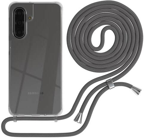 EAZY CASE Handykette kompatibel mit Galaxy A17 Handyhülle mit Umhängeband, Handykordel mit Schutzhülle, Silikonhülle, Hülle mit Band, Stylische Kette für Smartphones, Anthrazit