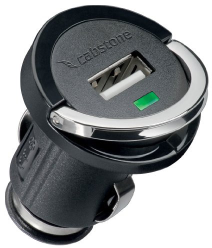 Cabstone 1200 mA USB Autoladegerät (Mini-KFZ Adapter, lädt 1x Smartphone/Navi/Nintendo/usw., für PKW und LKW, Schutzelektronik, Klappbügel) schwarz