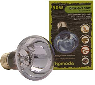 Komodo Neodymium Daylight Spot Lamp Basking for Reptiles Thermoregulation & Metabolism Habitat terrarium Sun Spot Heat Source ES, 50 Watts