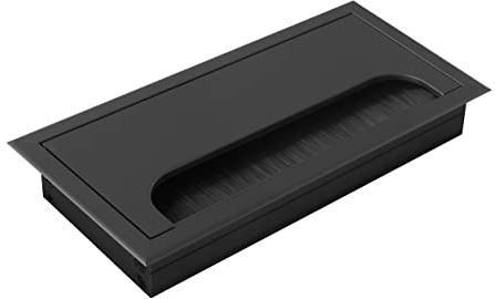 GTV - Boquilla para Cables Merida - Pasacables con Tapa de Apertura - Pasacables Rectangular Organizador de Cables para Muebles Pasacables/para la instalación en la encimera / 80 x 160 mm/Negro
