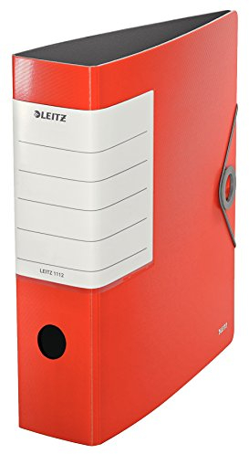 Leitz Qualitäts-Ordner 180° Solid, A4, Hellrot, 8,2 cm Rückenbreite, Gummibandverschluss, Robustes Polyfoam, extra breites, austauschbares Rückenschild, 11120020, 82mm