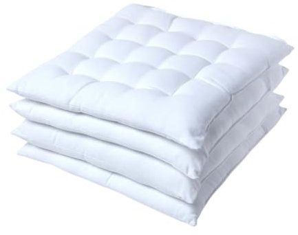 Homescapes 4er Set Stuhlkissen 40x40 cm weiß – Sitzkissen Outdoor/Indoor mit Baumwollbezug, Sitzpolster waschbar und Oeko-TEX-Zertifiziert für Esszimmer-, Küchen- & Gartenstühle