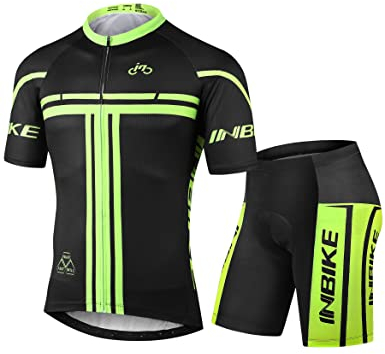 INBIKE Radtrikot Set Herren Damen Kurzarm Fahrradbekleidung Set MTB Sommer Radhose mit Sitzpolster Fahrradtrikot für Radfahren Rennrad M