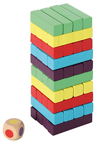 Bartl 111093 Stapelturm bunt Geschicklichkeitsspiel aus Holz