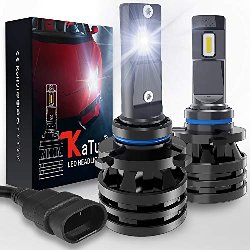 KATUR 9006 HB4 LED Ampoules de Phare Mini-Design amélioré puces 12000 lumens Kit de Conversion de Phare étanche Tout-en-Un à LED 55W 6500K Blanc xénon-2 Ans de Garantie