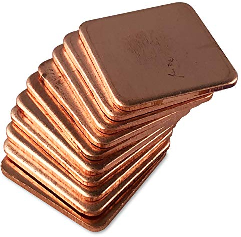 Kupferplättchen [15x15x1mm] [10 Stück] Kupfer Copper Pad Heatsink | geeignet für GPU RAM SSD VRAM VRM Steuerplatinen Elektronik LED SMD IC