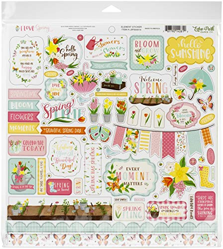 Echo Park Paper Company I Love Spring Collection Kit Papier, Rosa, Blaugrün, Gelb, Grün