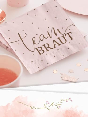 Servietten JGA Papier-Servietten Tisch-Deko Junggesellinnenabschied Junggesellen-Abschied JGA-Party Accessoires Hochzeits-Dekoration (40, Team Braut)