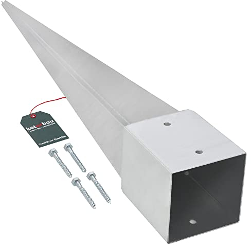 KOTARBAU® Support de Poteau a Enfoncer 121 x 121 mm Longueur 900 mm Pied de Poteau Galvanisé à chaud Ancre a Enfoncer pour Poteau Fixation Poteau Bois Support Poteau Bois à Enfoncer