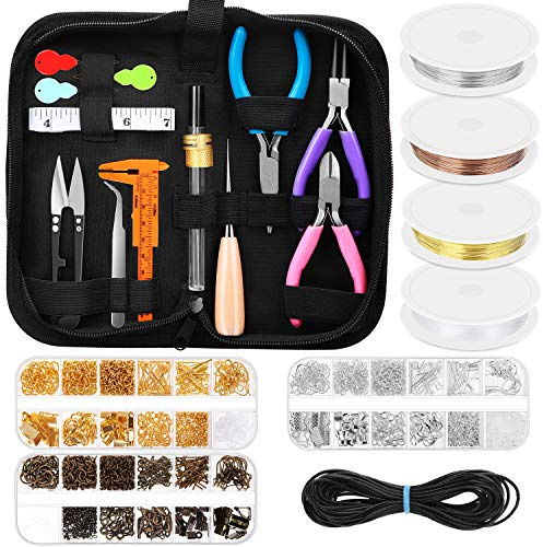 PAXCOO Jewelry Making Kit with Tools, Wires, Findings for Jewelry Making, Repair and Beading