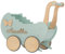 Puppenwagen ab 1 Jahr - Individuell mit Namen - Handgefertigter Puppenwagen - Holzpuppenwagen - Sicher Abgerundete Kanten - Ausdrucksstarke und Schöne Farben (Minze)