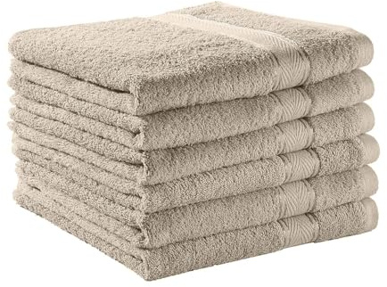 G BETTWARENSHOP Frottierserie Essential – Hochwertige Handtücher aus 100% Baumwolle – Saugstark, Weich & Pflegeleicht Handtuch 6er Pack 50x100 cm, Cappuccino